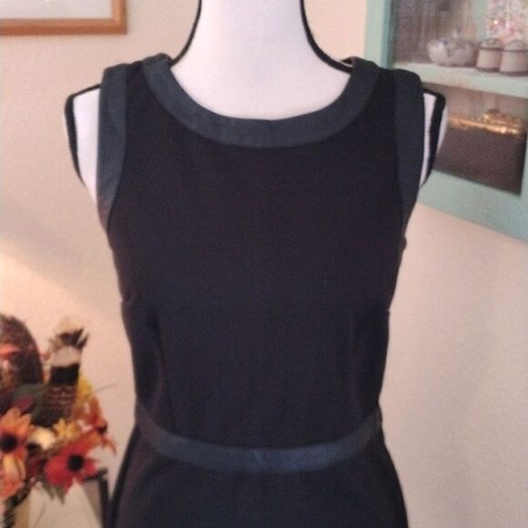 Loft Ponte Knit Dress With Faux Leather Trim - Picture 2 of 9